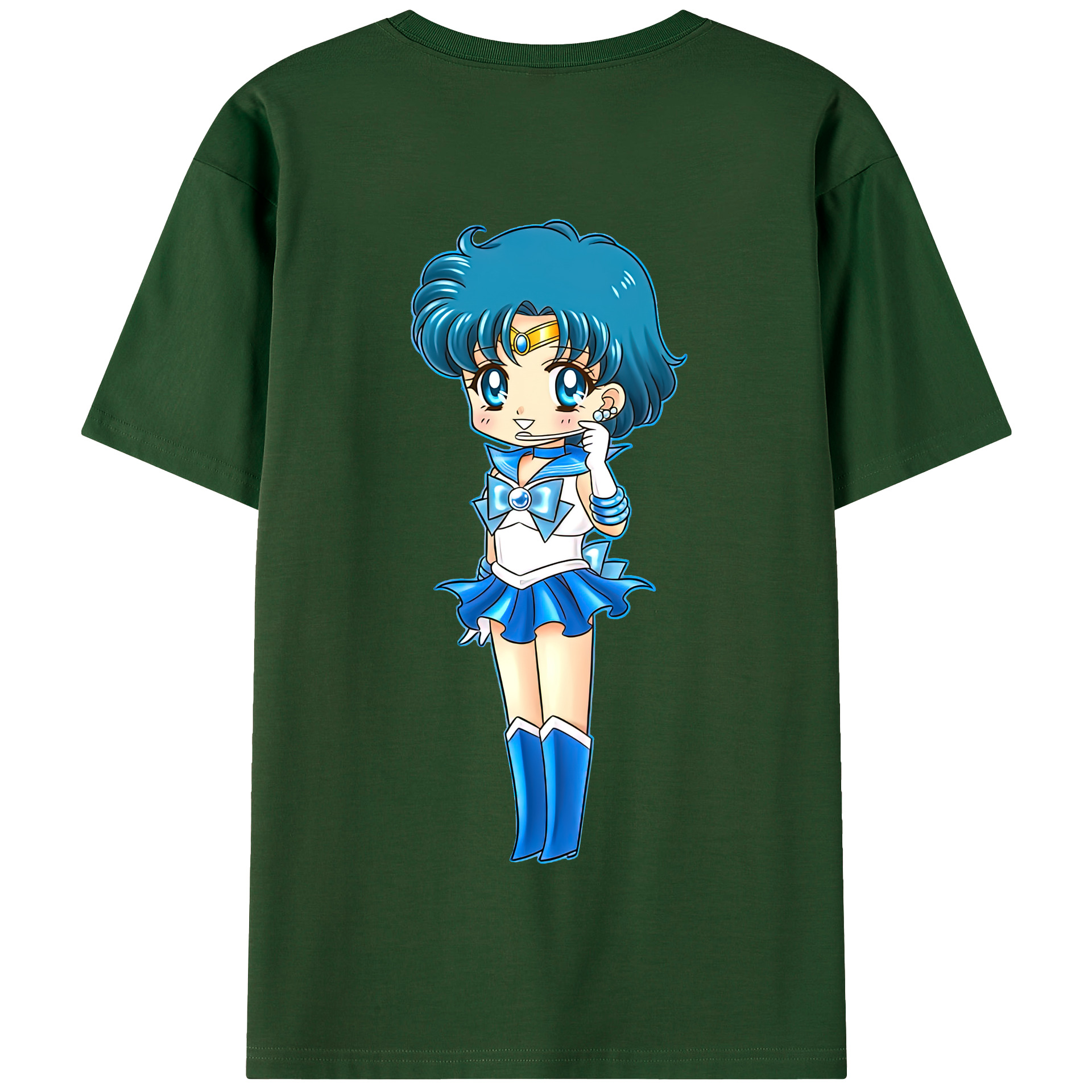 （画像用） 美少女戦士セーラームーン 水野 亜美 みずの あみ Sailor Moon Mizuno Ami 綿100％半袖Tシャツ（背面プリント）